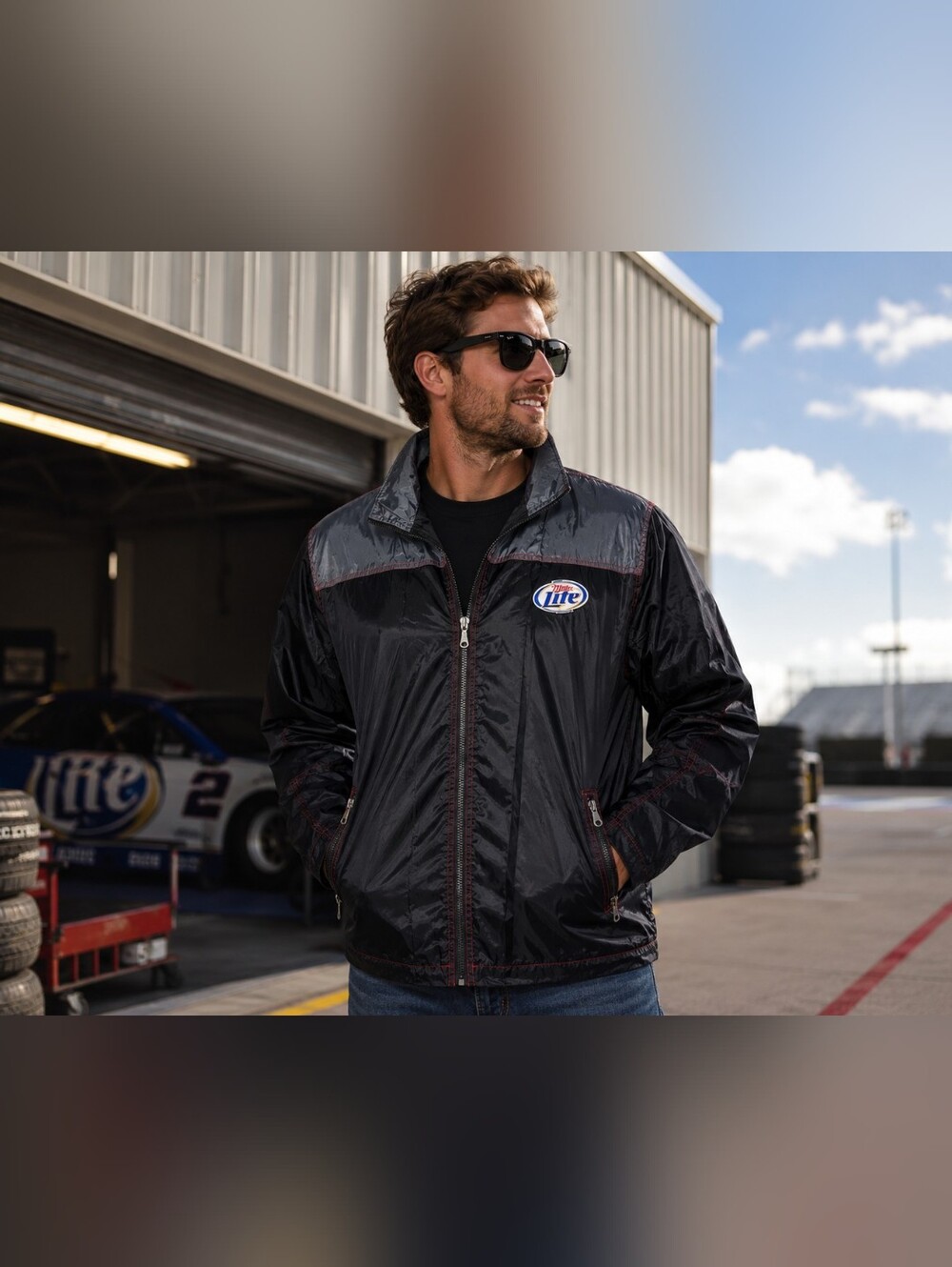 Miller Lite Harley Davidson 105th Anniversary 2008 Windbreaker Jacket Men's L